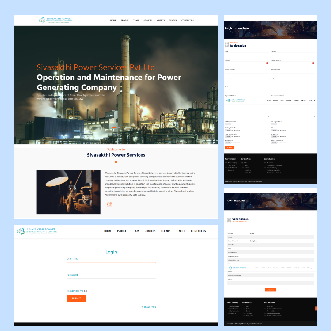 Tender – Web Application (Sivasakthi Power)